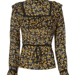 Ganni Marceau Georgette Floral Blouse, Size US2/IT34